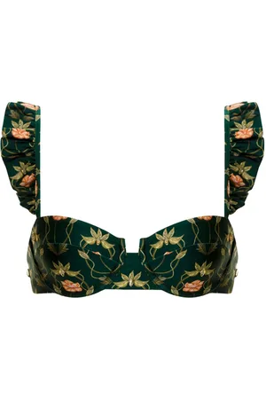 Agua by Agua Bendita Kiwi Esotérico Bikinioberteil mit Blumen-Print