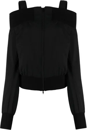 YOHJI YAMAMOTO Off-shoulder zip-up wool jacket