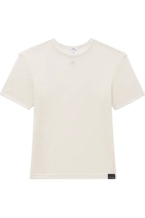 Courrèges T-Shirt aus Mesh mit Logo-Stickerei