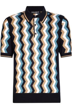 Dolce & Gabbana Seiden-Poloshirt mit Zickzackmuster