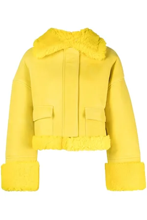 GCDS Lederjacke mit Shearling-Kragen