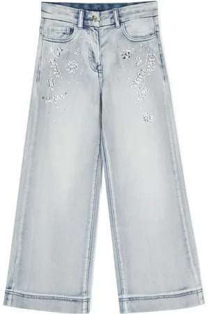 MONNALISA Wide-Leg-Jeans mit Kristallen