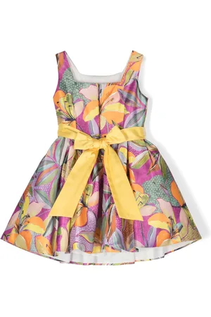 COLORICHIARI Satinkleid mit Blumen-Print
