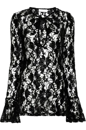 Nina Ricci Semi-transparentes Spitzenoberteil mit Pailletten