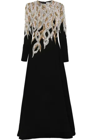 Dina Melwani Abendkleid mit Perlen