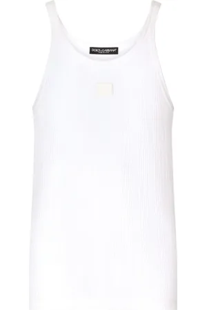 Dolce & Gabbana Geripptes Trägershirt mit Logo-Schild