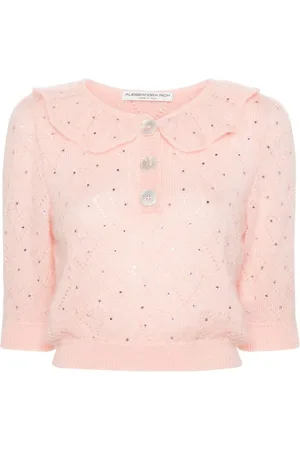 Alessandra Rich Cropped-Bluse mit Kristallen