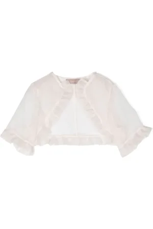 LA STUPENDERIA Organza-Cardigan mit Rüschenbesatz