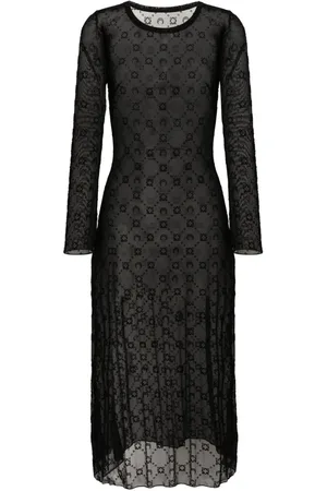 Marine Serre Mesh-Kleid mit Monogramm