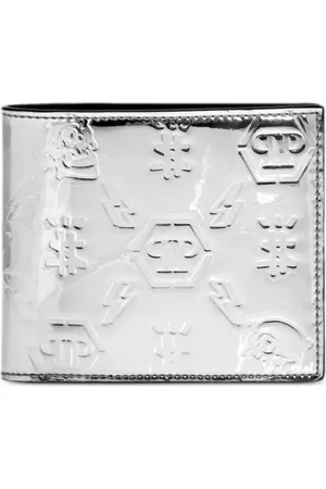 Philipp Plein Metallic-Portemonnaie mit Monogramm-Prägung