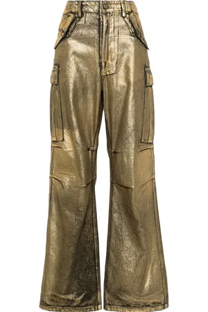 R13 Folierte Wide-Leg-Jeans