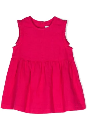 Petit Bateau Ausgestelltes Leinenkleid mit Rüschen