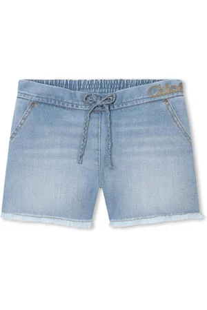 Chloé Bestickte Jeans-Shorts mit Bleach-Effekt