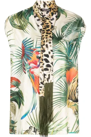 Roberto Cavalli Seidentop mit Dschungel-Print