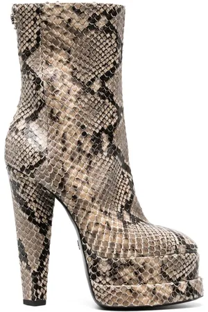 Roberto Cavalli Plateau-Stiefeletten mit Schlangenleder-Optik