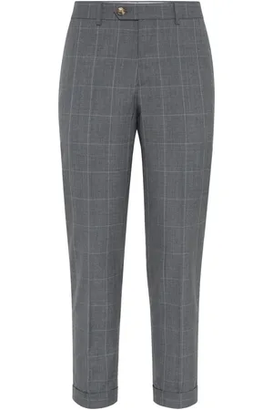Brunello Cucinelli Cropped check-print trousers