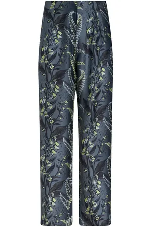 Etro Seidenhose mit Blatt-Print