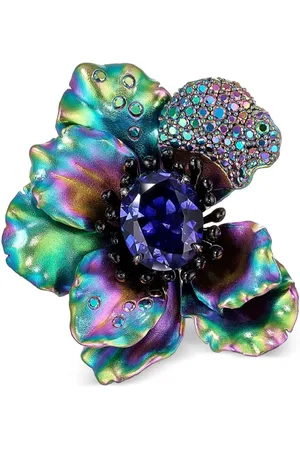 Anabela Chan 18kt Poppy Gelbgoldanstecknadel mit Topas und Saphir