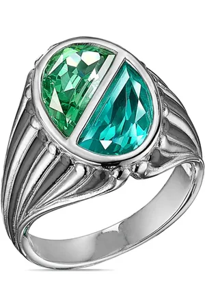 Anabela Chan 18kt Paraiba Oval Signet Weißgold-Vermeil-Rring mit Edelsteinen