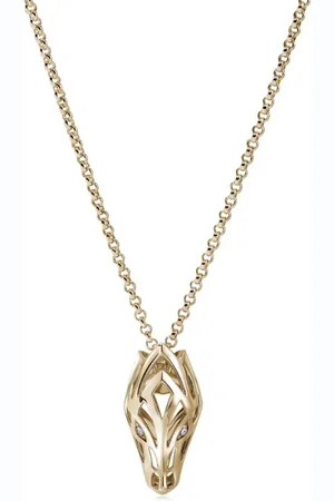 John Hardy 14kt Naga Gelbgoldhalskette mit Diamant-Anhänger