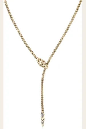John Hardy 14kt Naga Gelbgoldhalskette mit weißen Diamanten
