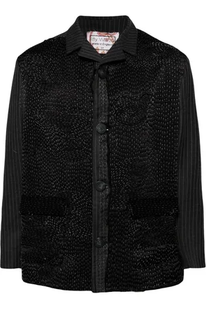 BY WALID Bestickte Hemdjacke mit Nadelstreifen