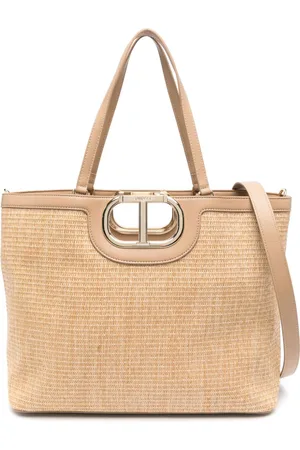 Twin-Set Lila Shopper mit Logo-Schild