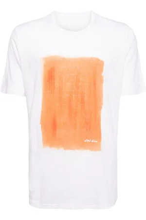 120% Lino Leinen-T-Shirt mit Malerei-Print