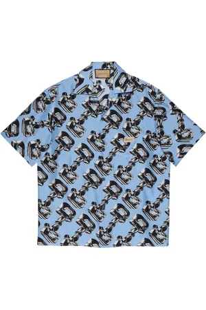 Gucci Seidenhemd mit 3D Horsebit-Print