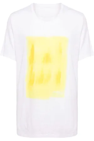 120% Lino Leinen-T-Shirt mit Malerei-Print