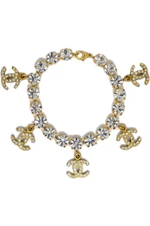 CHANEL 1995 crystal-embellished CC-logo bracelet