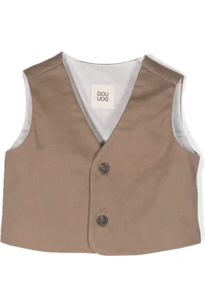 DOUUOD KIDS Twill-Weste mit Logo-Print