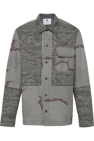 Marine Serre Ripstop-Hemdjacke mit klassischem Kragen