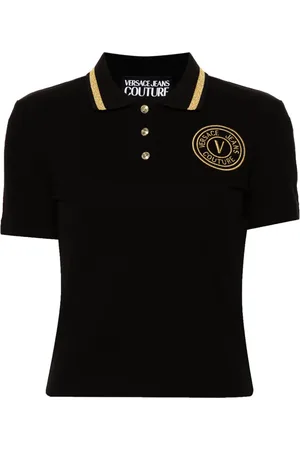 VERSACE Pikee-Poloshirt mit V-Emblem