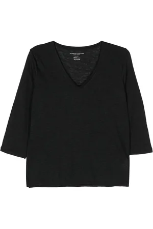 Majestic V-Ausschnitt-T-Shirt mit Slub-Textur