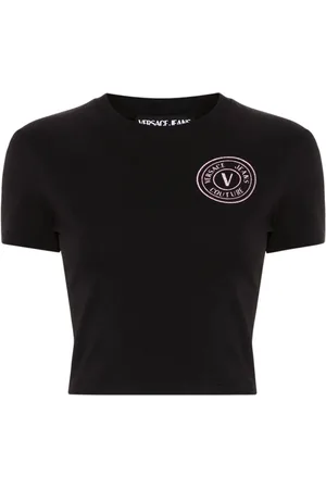 VERSACE Glitzer-T-Shirt mit E-Emblem