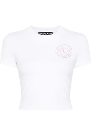 VERSACE Glitzer-T-Shirt mit E-Emblem