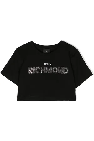 John Richmond Cropped-T-Shirt mit Strass-Logo