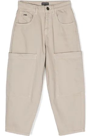 Emporio Armani Wide-Leg-Jeans mit Logo-Schild