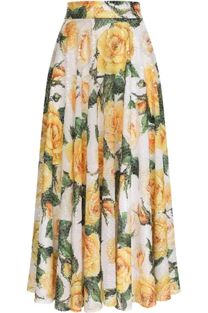 Dolce & Gabbana Paillettenverzierter Rock mit Rosen-Print
