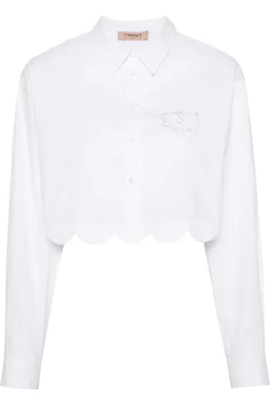 Twin-Set Cropped-Hemd mit Logo-Stickerei