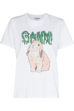 Ganni T-Shirt mit Kaninchen-Print