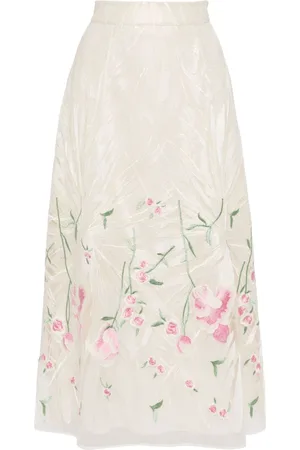Elie saab Tüllrock mit Blumenstickerei