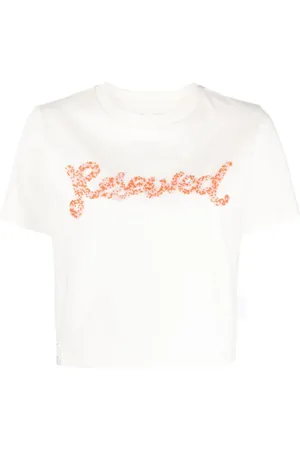 Izzue Reserved Cropped-T-Shirt mit Perlen