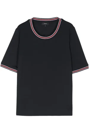 FAY T-Shirt mit gestreiften Details
