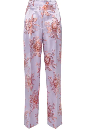 Etro Satinhose aus floralem Jacquard