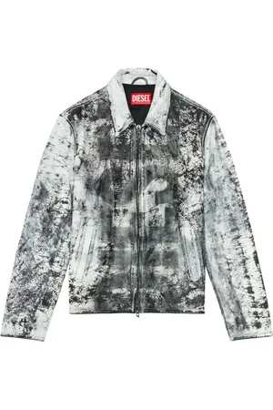 Diesel L-Pylon-A Lederjacke mit Risseffekt