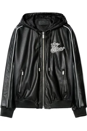 OFF-WHITE Lederjacke mit Logo-Applikation