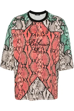 Balmain Bio-Baumwoll-T-Shirt mit Python-Print