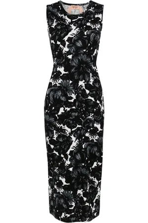 Nº21 Maxikleid mit Blumen-Intarsie